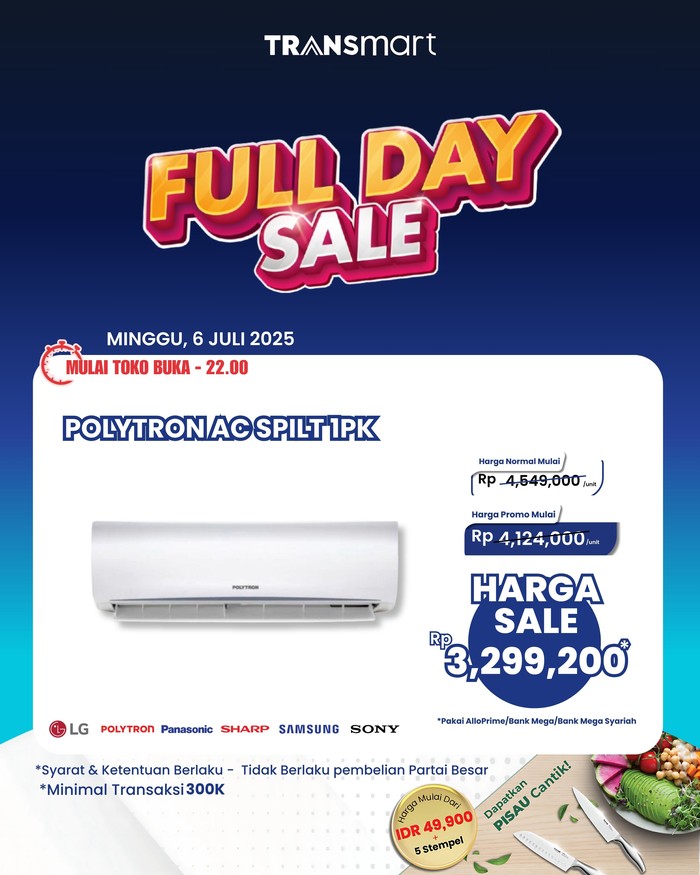 Buruan! AC Split Polytron 1 PK Diskon Jutaan di Transmart