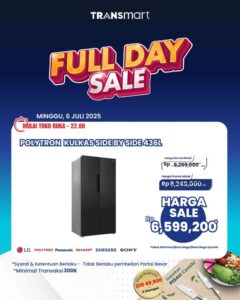 Buruan! Diskon Gila Kulkas Side by Side Polytron Transmart