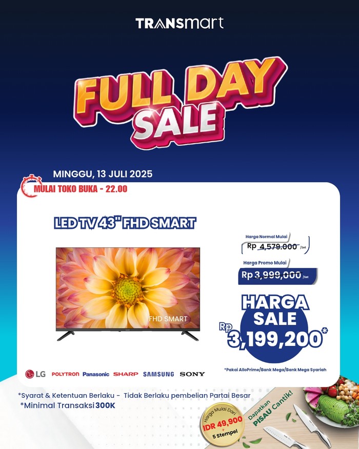 Rebut LED TV 43 Inch Murah, Hemat Jutaan di Transmart!
