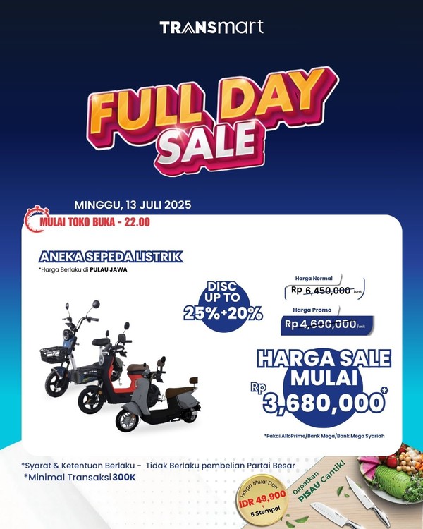 Transmart Sale Gila! Sepeda Listrik Diskon Besar, Buruan Serbu!